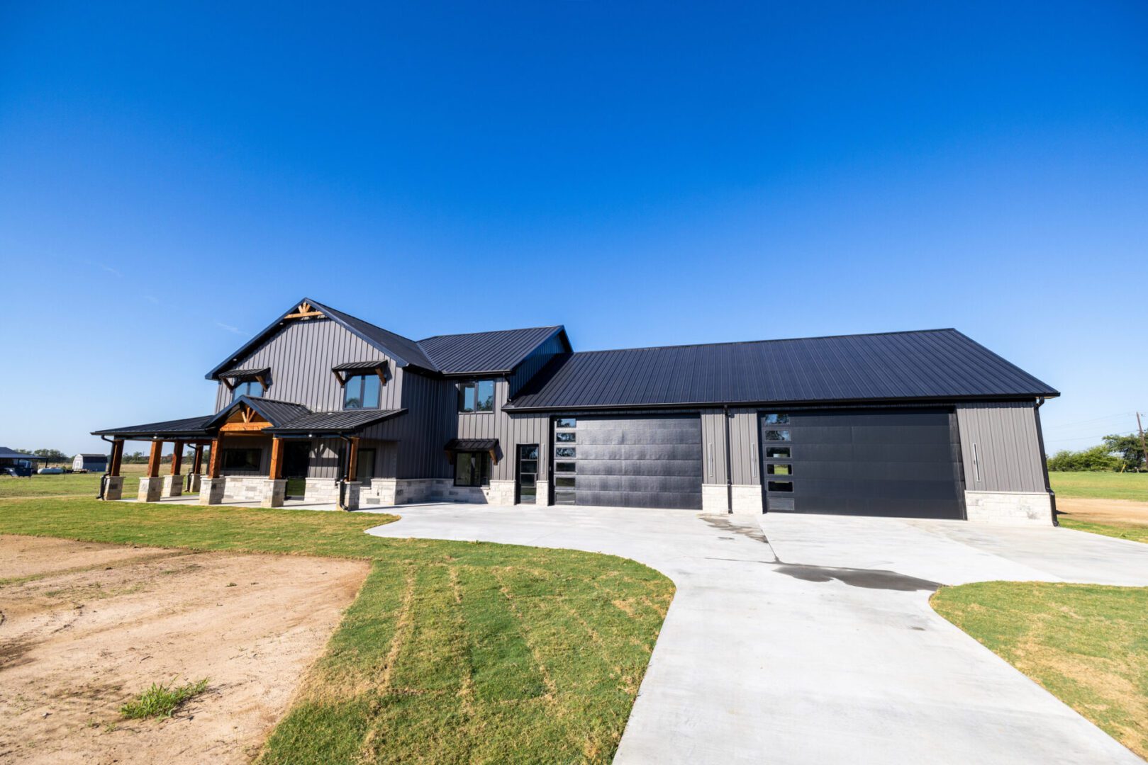 Modern farmhouse with large garage