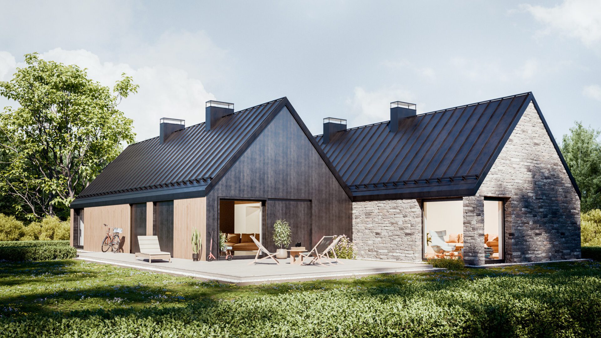 Rural house surrounded by greenery